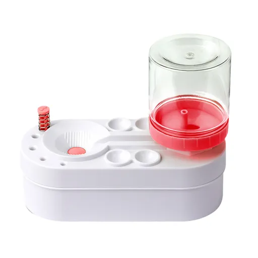 Pink Automatic Paint Brush Washer - One-Touch Water Changing Brush Cleaning Station with Rinse Basin, Water Reservoir and Brush Holder for Watercolour and Art Painting