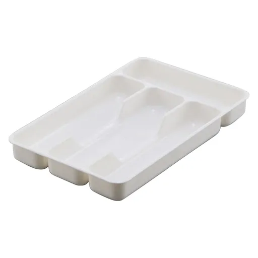 Small Silverware Tray, Heavy Duty Plastic Cutlery Tray, Durable Small Silverware Organizer, Keeps forks and spoons perfectly stacked, 1 Pack, 10.7x6.9 10.7" x 6.9" White