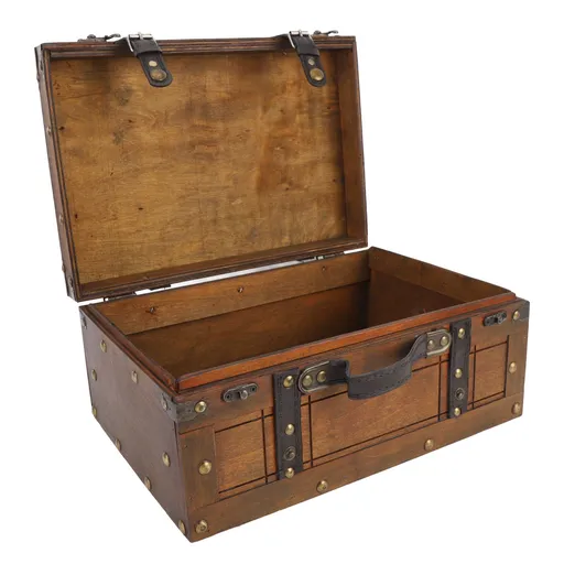Wooden Chest Portable Vintage Distressed Multifunctional Wood Storage Trunk Handbag for Clothes Toys Photo Prop Large