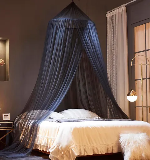 Black Canopy Bed Curtains - Netting Room Decor, Ceiling Tent, Canopy for Single, Twin, Full, Kids Bed Curtains, Fire Retardant Fabric （For beds below 1.5 meters）
