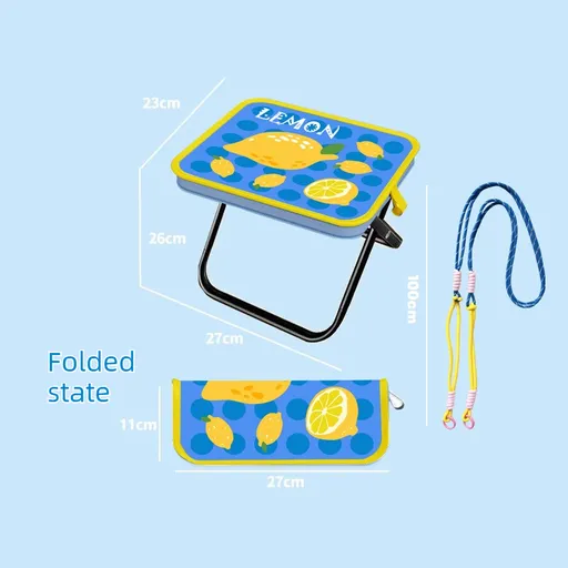 Portable folding camping chair, versatile folding chair for outdoor fishing, waiting in line, and picnics - Blue Lemon Patter