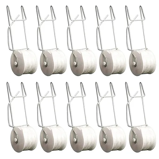 Galvanized Steel Tomato Hooks | 10-Pack M-Shaped Plant Support Clips for Tomatoes, Cucumbers & Vegetables | 49.2ft Nylon Rope | 16x5x3cm Hook Size