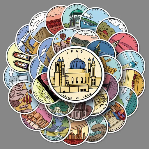 Middle East Famous Buildings Stickers |50Pcs Middle East Places of Interest Waterproof Vinyl Decals for Bike Water Bottles Laptop