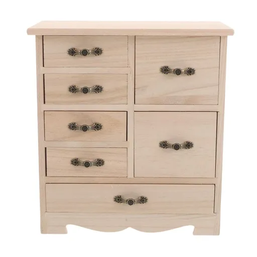 Multi Purpose Beige Wooden Storage Cabinet for Jewelry Craft Supplies and Trinkets