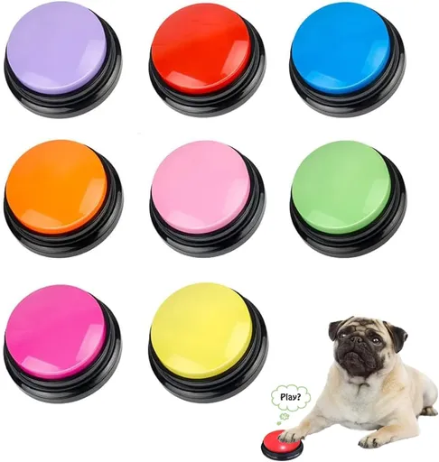 Voice Recording Button for Communication Pet Training Buzzer,30 Second Record&Playback Dog Toy,Voice Recording Clicker for Cat,Puppy,Pet Trainin,Funny Gift for Study Office Home 8Pcs