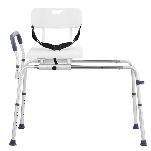 Sliding Tub Transfer Bench Shower Chair & Cut-Out Seat Reversible Backrest