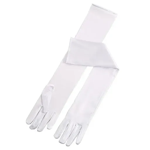 Elegant Long Satin Opera Gloves for Prom Party Wedding Costume or Formal Dress - White