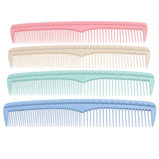 Hair Combs Set - Colorful 4 pcs Durable Plastic Combs Coarse and Fine Tooth - For Combing, Hairstyling, Trimming, Cutting
