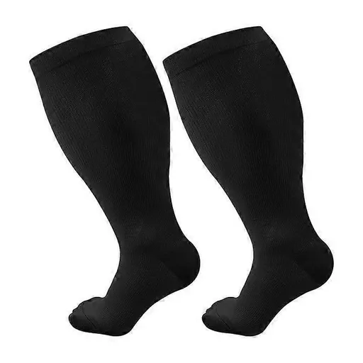 Women's Extra Wide Calf Compression Socks Extended Size Running Cycling Fitness Sports Socks Black - 3XL