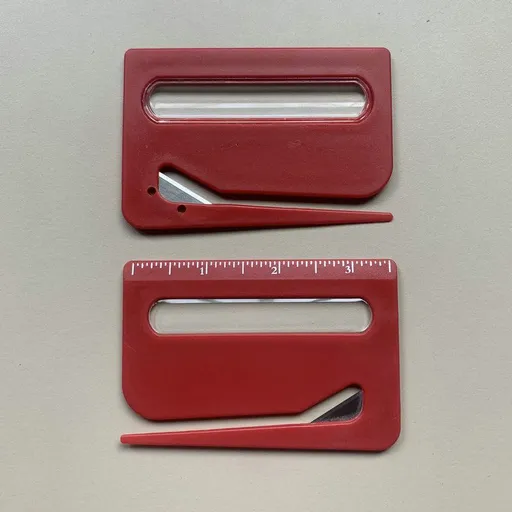 Portable Letter Opener Card Size Envelope Slitter with Ruler Lightweight Mail Opening Cutter for Office Home-Red