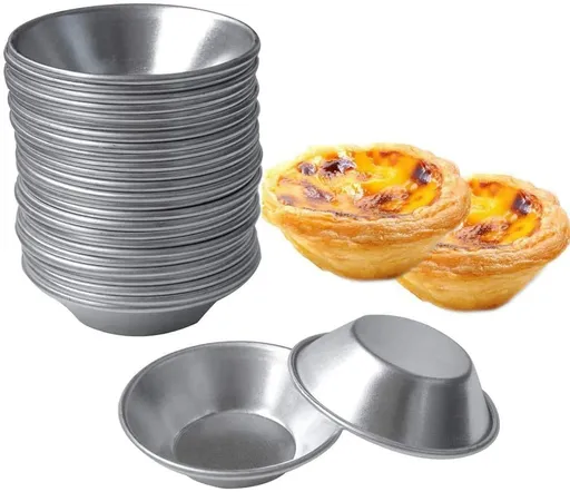 25 Pack Egg Tart Molds Tiny Pie Tartlets Dessert Mold Pans Tin Puto Cup Bakeware Muffin Cupcake Cake Cookie Mold Baking Tool, Round Resuable Nonstick