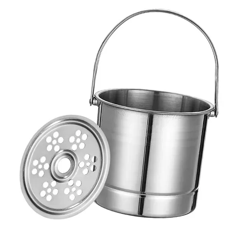 Ice Bucket Professional Thickened Stainless Steel Ice Bucket with Filter Plate for Cocktail Bar Parties Restaurant Bar Nature Color