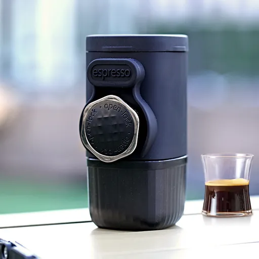 Portable Hand-Press Espresso Maker Compact Size for Capsule and Powder Coffee 12.5x7.3x6cm