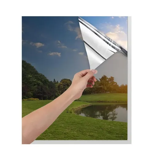 Mirror Reflective Self-Adhesive Window Film for Sun Protection UV Blocking and Privacy, Silver, 50cmx5m