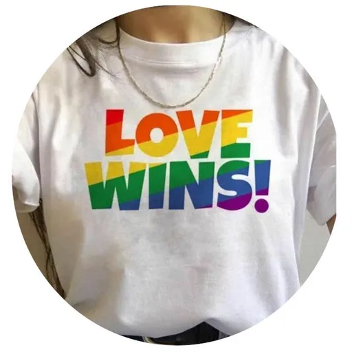 House Of Dasein 17 Designs Gay Pride Rainbow Harajuku Shirts For Women - Rainbow - Xxl - Love Wins