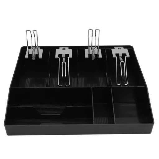 Black Cash Register Drawer with 3 Slots and Paper Money Compartments for Secure Cash Management