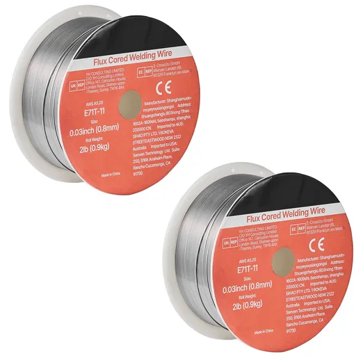 Flux Core MIG Welding Wire, E71T-11 0.8mm 0.9kg, Gasless Mild Steel Welding Wire with Low Spatter for All Position Arc Welding, Self-Shielded for Outdoor Use