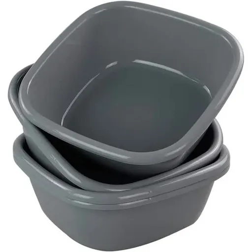 Idotry 4-Pack Baby Small Wash Basin, Gray Plastic Square Dish Pan, 8 Quart