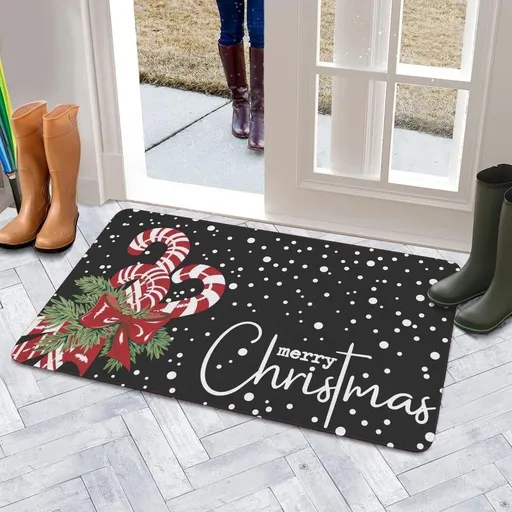 Christmas Decoration!Merry Christmas Door Mat Christmas Candy Cane Doormat Indoor Outdoor Entrance Floor Rug Non Slip Winter Christmas Decor Rubber Welcome Mats