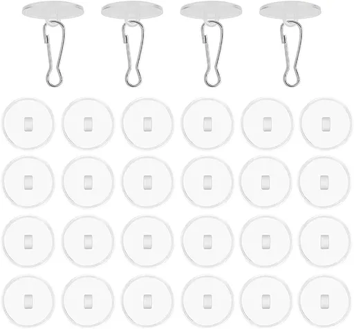 20-pack transparent self-adhesive ceiling hooks, no drilling required, ceiling hooks