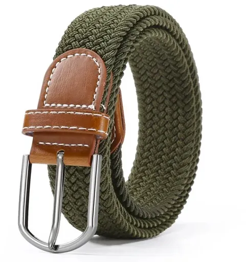 Elastic Woven Braided Belt Green