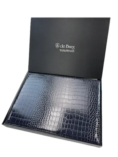 de Burg 4 Piece Table Place Mat Set Placemat with Croc Pattern - Blue