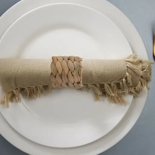 Khaki Grass Woven Napkin Holders for Dining Table Decoration 2Pcs