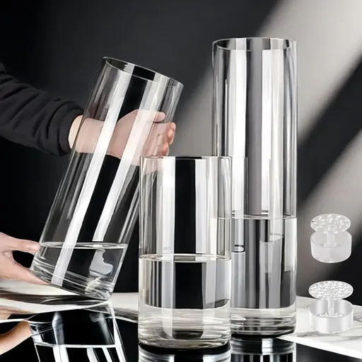 Acrylic Cylinder Vase, Tall Unbreakable Plastic Hurricane Vase for Wedding Bouquet Centerpieces