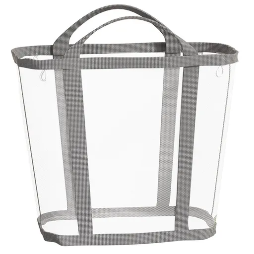 Mesh Bag with Handles, Collapsible Laundry Basket, Foldable Laundry Bag, Breathable Folding Beach Bag,Space-saving Travel Tote Bags (1, Grey)