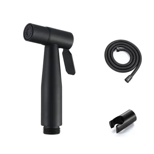 Handheld Bidet Sprayer for Toilet, Premium Stainless Steel Bathroom Bidet Sprayer Set, Baby Cloth Diaper Sprayer with Superior Complete Bidet Spray Hoses Kit, Support Wall or Toilet Mount 4.7×2.3 in Black