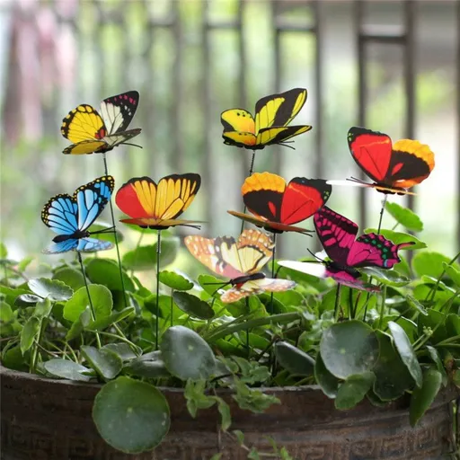 Garden Tray with Colorful Butterflies, Whimsical Style Outdoor Decor, Ornament for Garden Pots and Patio 7*25cm