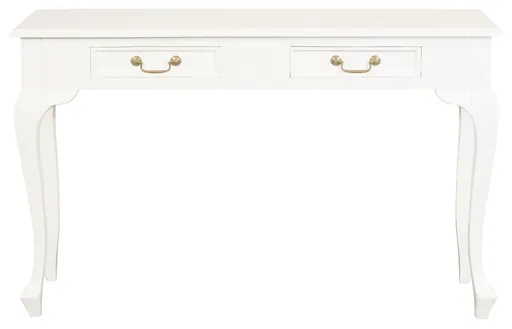 Console Table Solid Mahogany Queen Anne Design 2 Drawer White