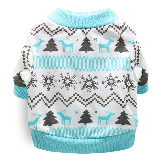 DROOLING DOG Pet Dog Cat Clothes Cotton T Shirt White background and blue edge (Fawn) Size: S; Neck (cm): 24-28; Bust (cm): 32-38; Back length (cm): 22-25; Recommended pet weight (kg): 2.5 - 4.5
