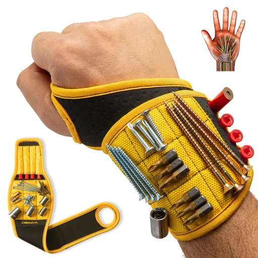 Magnetic Wristband with Super Strong Magnets Holds Screws, Nails, Drill Bit. Unique Wrist Support Design Cool Handy Gadget Gifts