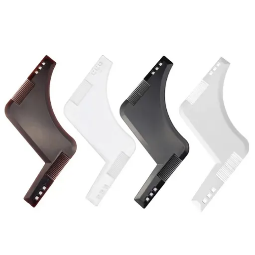 4-Pack Dual-Sided Beard Shaping Tool - Template Comb Set for Cheek, Neckline, and Jawline Grooming