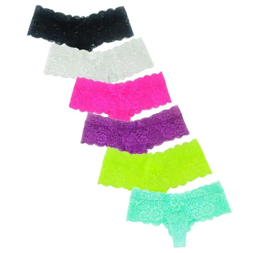 6-pack Half-String Lace Panties in 6 Colors, XS