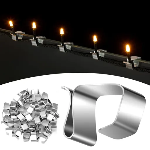 Christmas Lights Gutter Hooks Galvanized Holiday Lights Roof Hooks Christmas Light Clips Xmas Light Gutter (50 Pcs,14 x 11 mm)