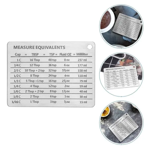 Kitchen Conversion Chart, Stainless Steel Fridge Magnet Measure Equivalents Magnet Measurement Conversion Chart
