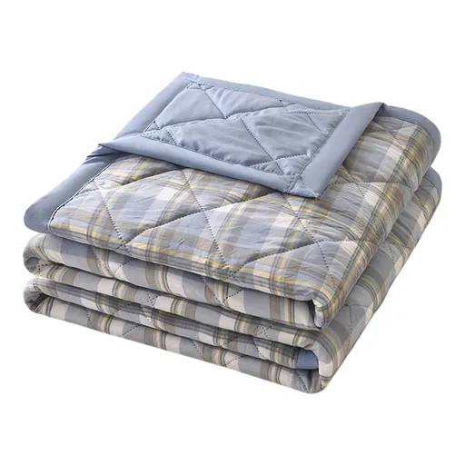 Reversible Patchwork Quilts,Lightweight Plaid Bedspreads Coverlets Quilt Bedding Blanket for All Seasons- blue A - 59X39"