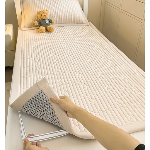 Thickened Fiber Mattress Pad for Student Bed - Soft Foldable Mattress Topper with Breathable Humidity Wicking Fabric - Washable Sanded Polyester Mattress for Dorm Room, Camping - 90x200cm
