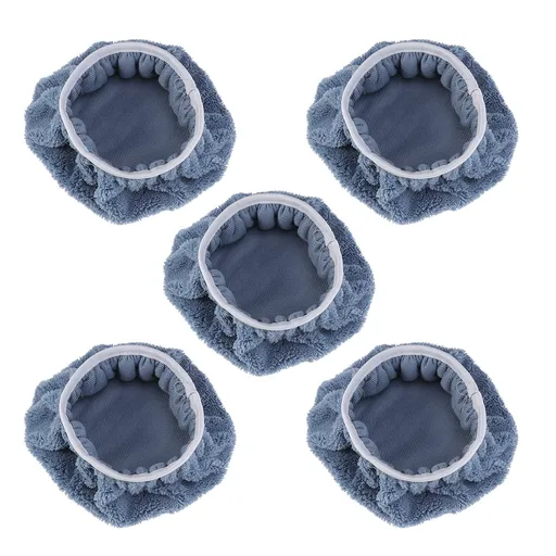 5 PCS Car Polishing Waxing Coral Fleece Bonnets Pads - 9-10 inch (Grey) Grey