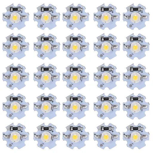 25Pcs 0.5W 5V High Power LED Lamp Bead Light Source Chip with Aluminum PlateNatural Light: 4000‑4500K