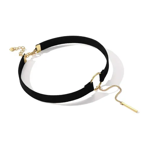 House Of Dasein Black Brown Velvet Choker Boho Dainty Rope Bar Pedant Circle Necklaces For Women - Black Gold