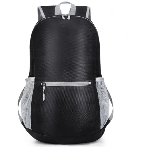 Black Ultra Lightweight Foldable Backpack Packable Daypack Compact Travel Rucksack with Mesh Pockets Ideal for Outdoor Adventures