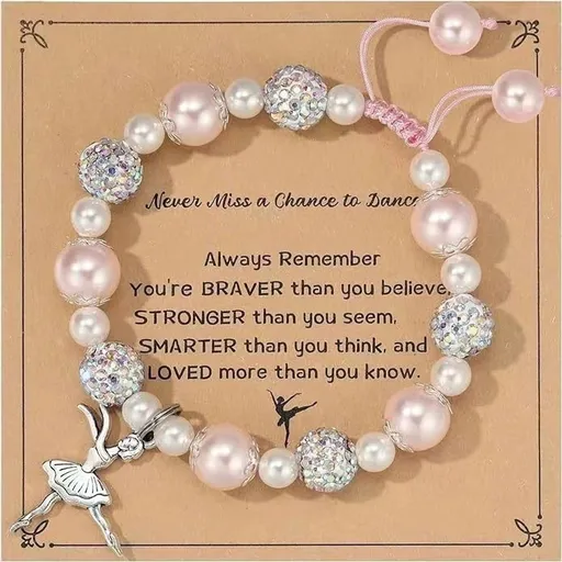 Dance Recital Gifts for Women, Dancing Sparkle Pink Dance Bracelet for Dance Lover Team, Ballerina Gift for Ballet Dancer, Dancing School Competition Gifts for Ballet Friends Mate
