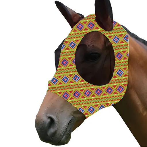 Mosquito Proof Horse Mask Printed Head Cover Large Size Protective for Outdoor - Green