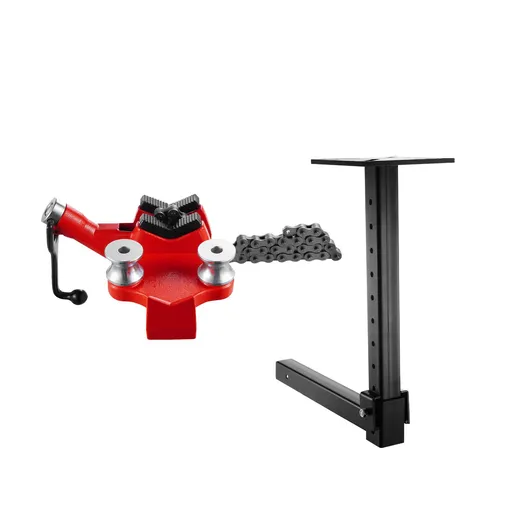 Heavy-Duty Pipe Chain Vise, 1/8" - 5" Pipe Capacity, 26" Rugged Chain & Cast Iron Base, Hitch Mount Vise Plate Holder With Adjustable Height - Fits 2 inch x 2 inch Receiver