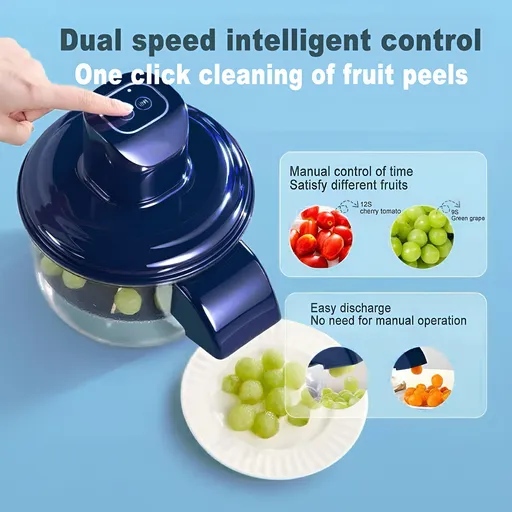 Blue Automatic Grape Peeler Machine - High-Efficiency & Mess-Free, Electric Fruit Skin Remover for Home Fruit-Lover & Commercial Tea Shops