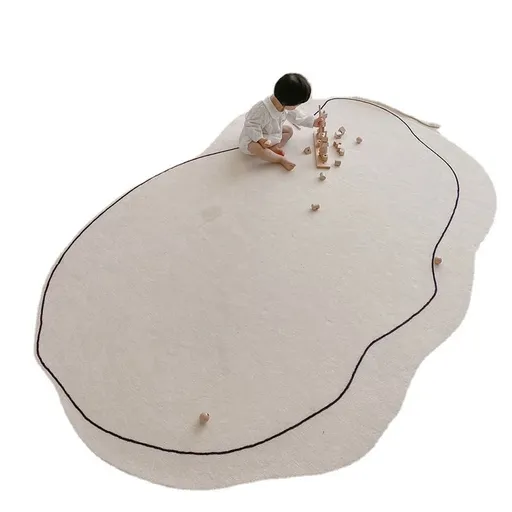 Carpet Simple Thickened Densified Odorless Machine Washable Area Rug for Living Room Irregular Shape Milky White 80x120cm/31.5x47.2in