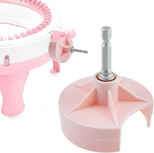 Knitting Machine Adapter, Quick Knit Machine Attachment, Knitting Machine Crank Handle Adapter with Hexagon Steel Bit (Pink)